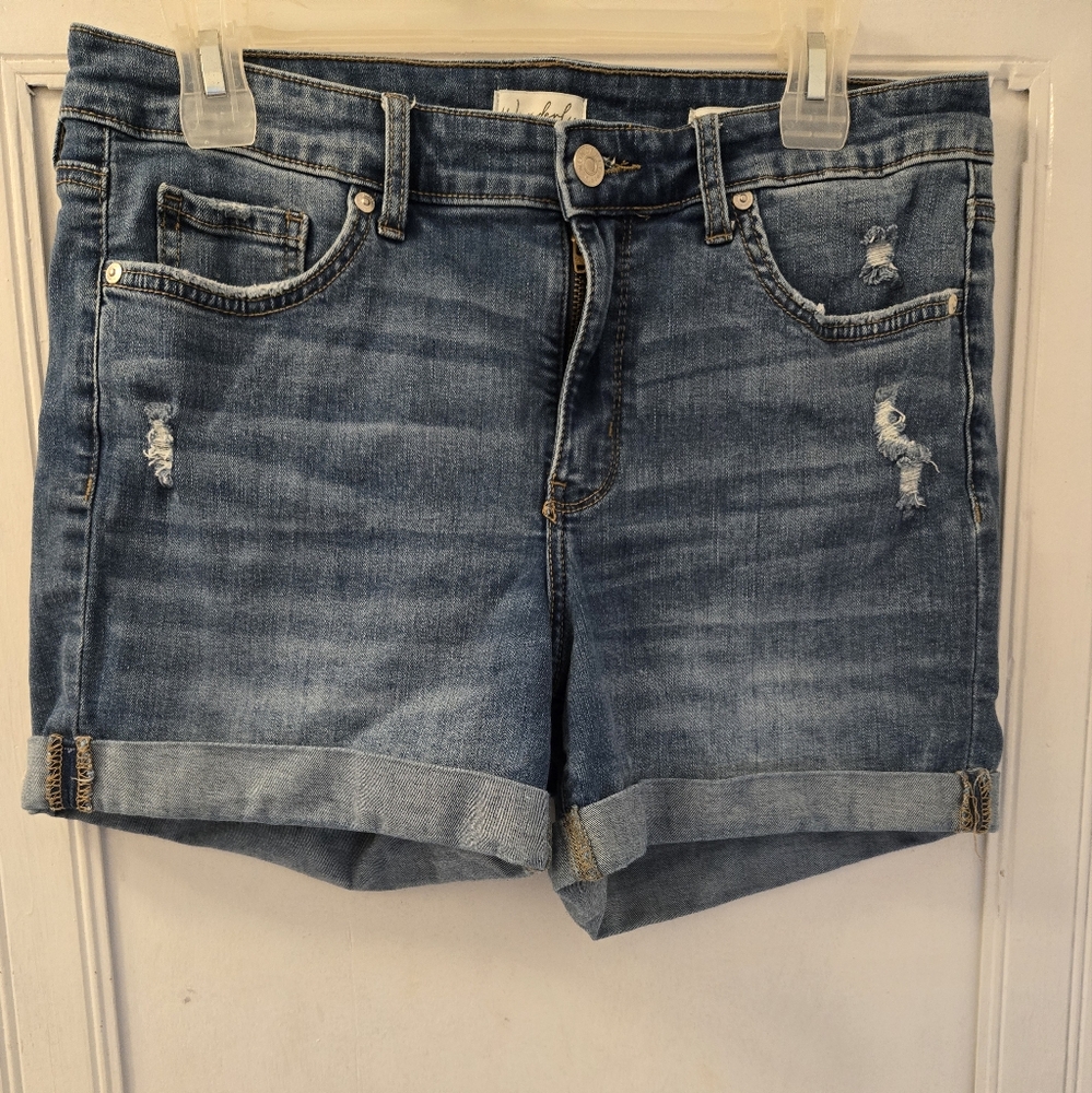 Women's Mid-Rise Blue Denim Shorts